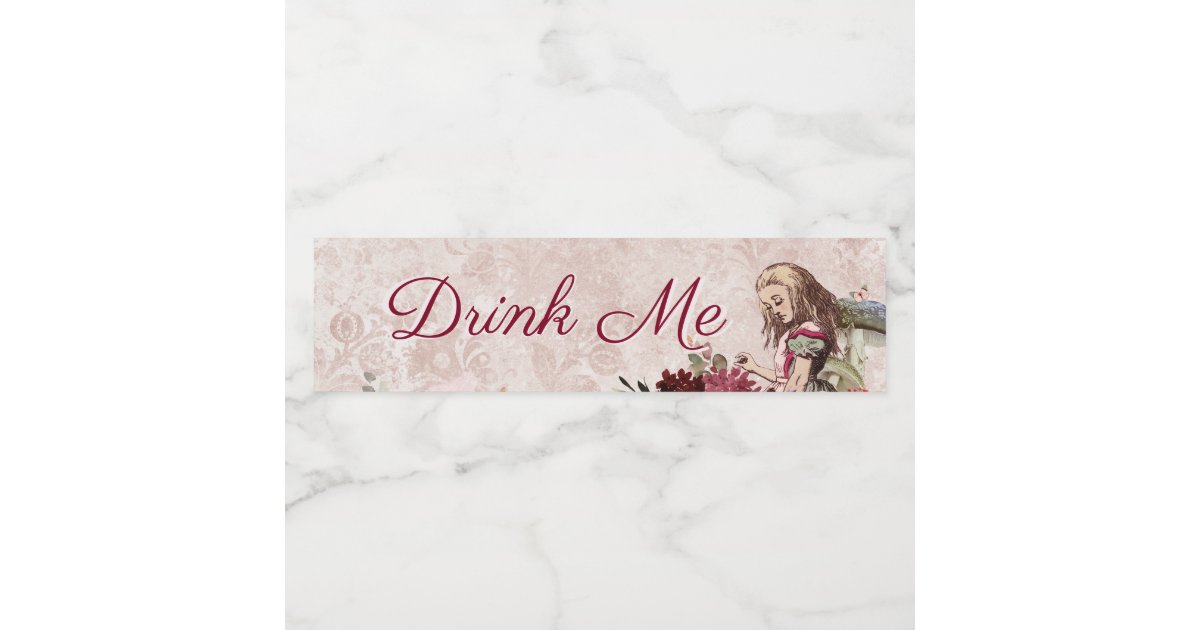 Alice in Wonderland Tea Party Drink Me Water Bottle Label | Zazzle