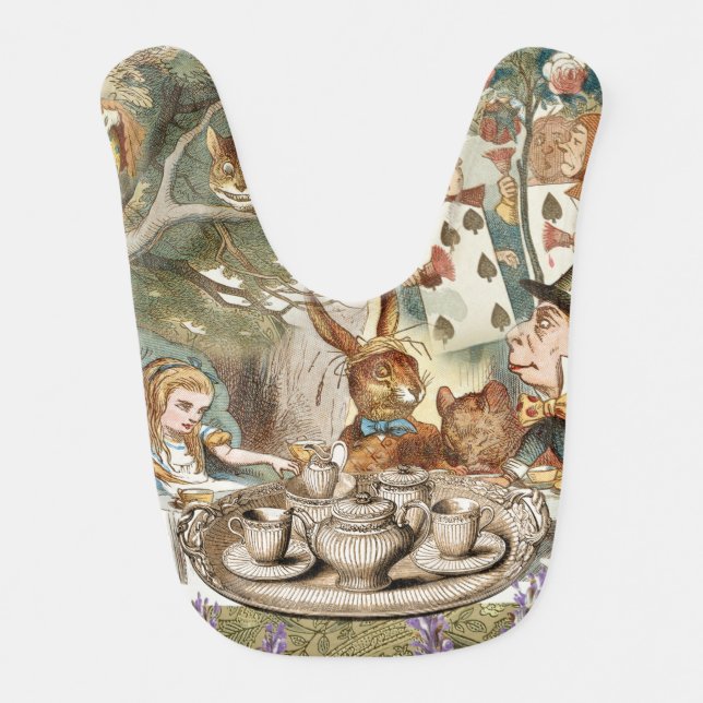 Alice in Wonderland Tea Party Guests Baby Bib (Front)