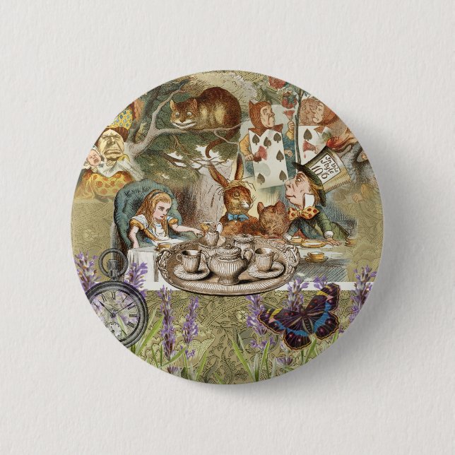 Alice in Wonderland Tea Party Guests Button (Front)