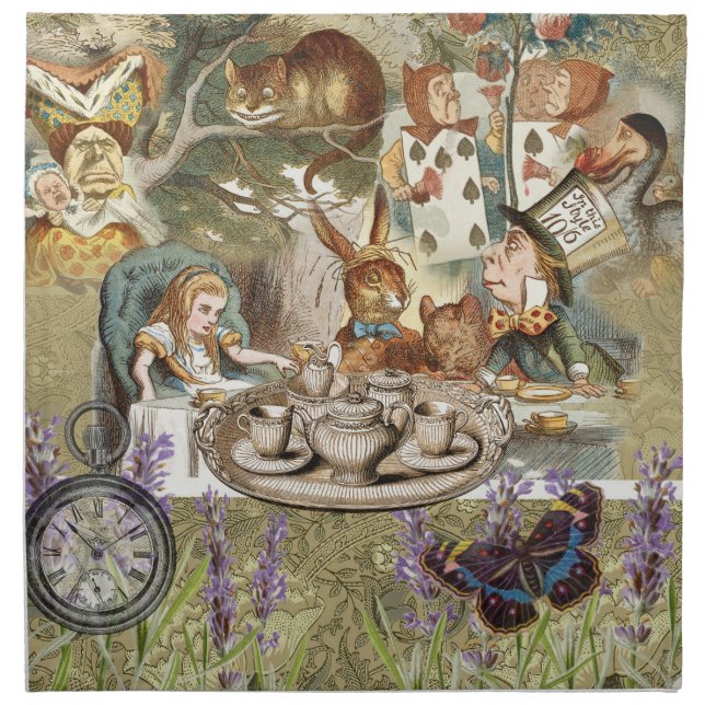 Alice in Wonderland Tea Party Guests Cloth Napkin (Front)