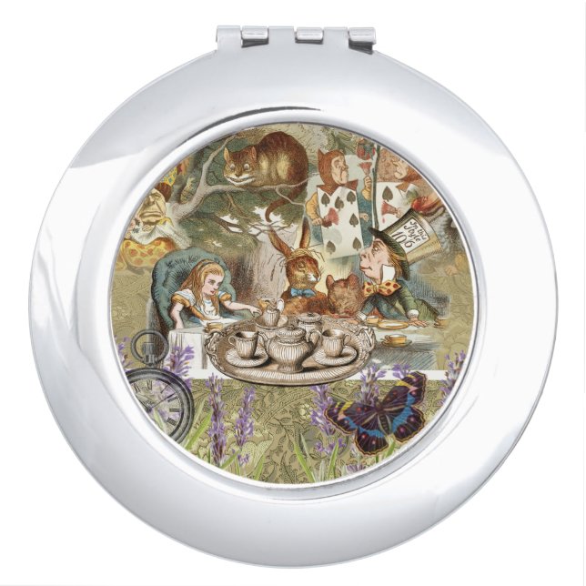 Alice in Wonderland Tea Party Guests Compact Mirror (Front)