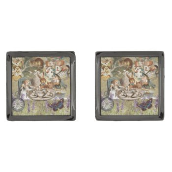 Alice In Wonderland Tea Party Guests Cufflinks by antiqueart at Zazzle