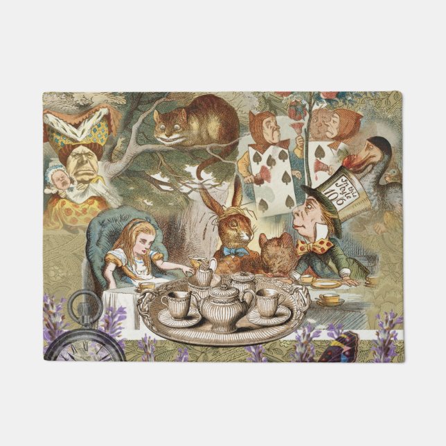 Alice in Wonderland Tea Party Guests Doormat (Front)