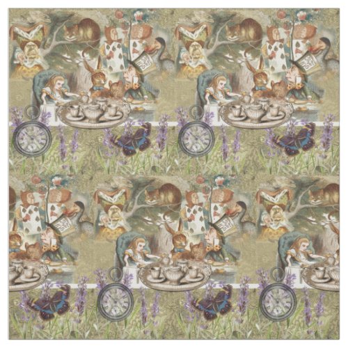 Alice in Wonderland Tea Party Guests Fabric