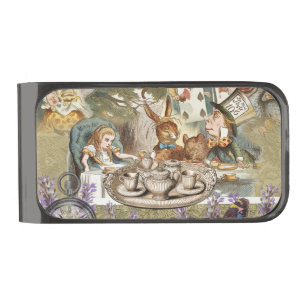 Alice in Wonderland Tea Party Guests Gunmetal Finish Money Clip