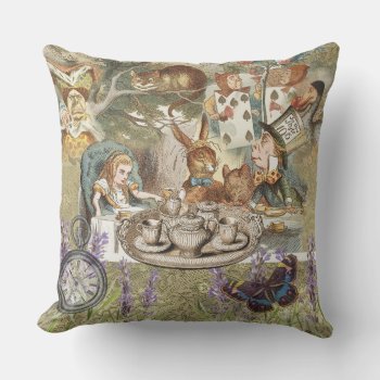Alice In Wonderland Tea Party Guests Outdoor Pillow by antiqueart at Zazzle