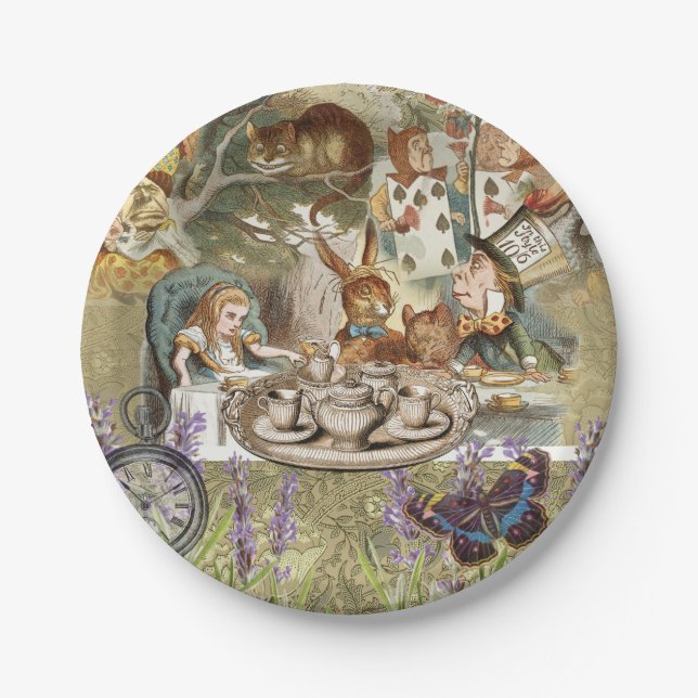 Alice in Wonderland Tea Party Guests Paper Plates (Front)
