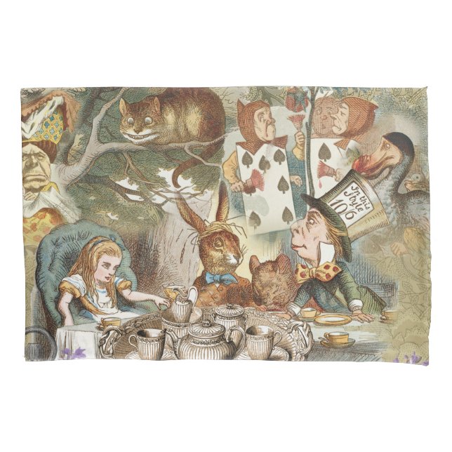 Alice in Wonderland Tea Party Guests Pillow Case (Front)