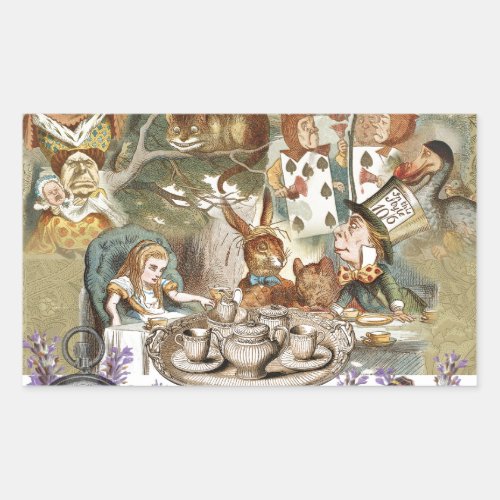 Alice in Wonderland Tea Party Guests Rectangular Sticker