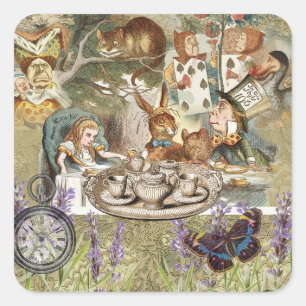 Alice in Wonderland Tea Party Guests Square Sticker