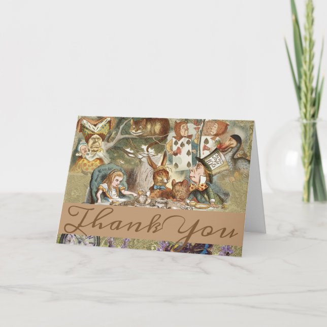 Alice in Wonderland Tea Party Guests Thank You Card (Front)