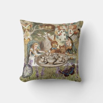 Alice In Wonderland Tea Party Guests Throw Pillow by antiqueart at Zazzle
