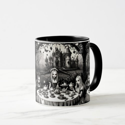 Alice in Wonderland tea party in Gothic Art style Mug