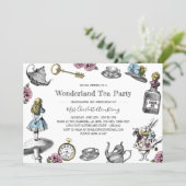 Alice in Wonderland Tea Party Stripes Invitation (Standing Front)
