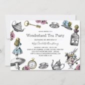 Alice in Wonderland Tea Party Stripes Invitation (Front)