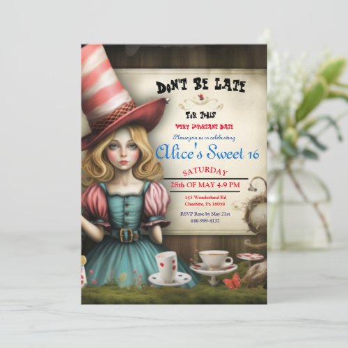 Alice In Wonderland Tea Party Sweet 16 Invitation