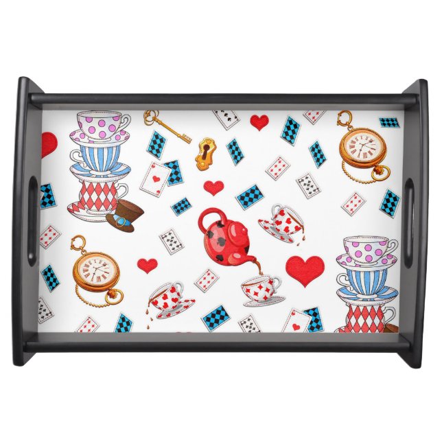 Alice in Wonderland Tea Party Theme Pattern Serving Tray (Front)