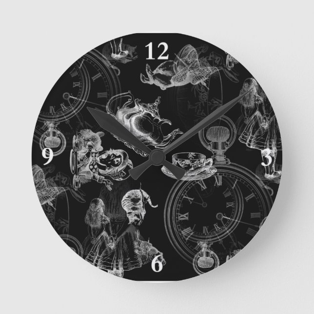 Alice in Wonderland Teatime Black Clock (Front)