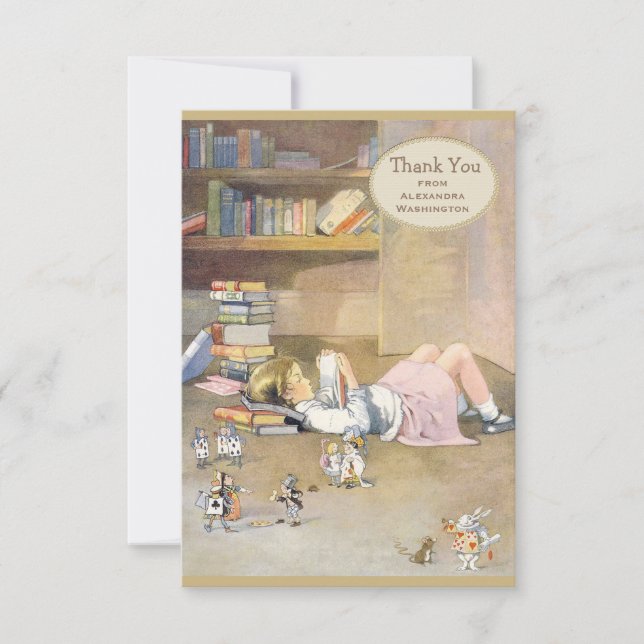 Alice in Wonderland Thank You Bridal Shower Card (Front)