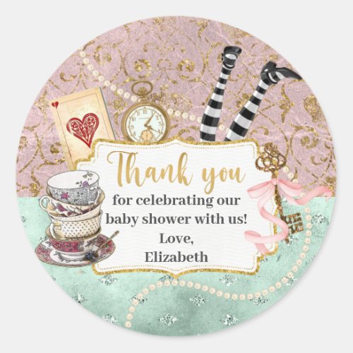 Alice in Wonderland Thank You Classic  Classic Round Sticker