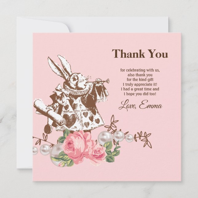 alice in wonderland thank you invitation (Front)