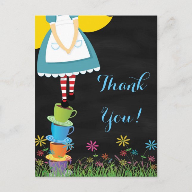 Alice in Wonderland Thank You Post Cards (Front)