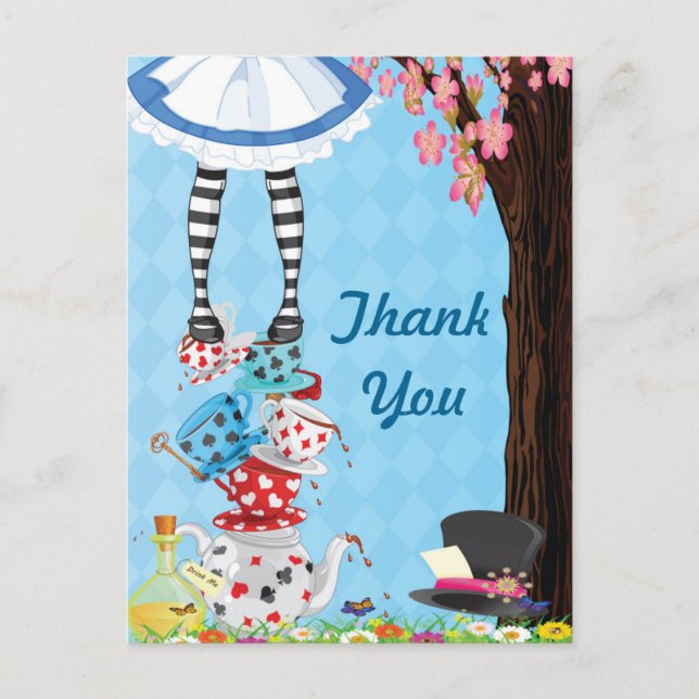 Alice in Wonderland Thank You Post Cards (Front)