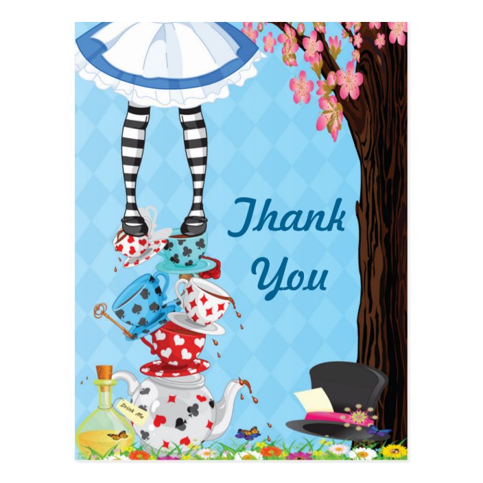 Alice in Onederland First Birthday Thank Your Card Folded or Flat Baby Shower Thank You Card Alice Alice in Wonderland Thank You Card