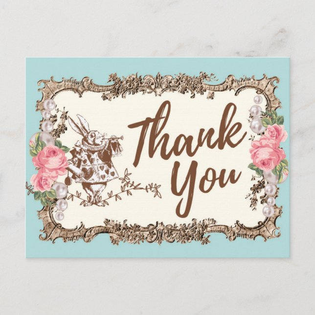 alice in wonderland thank you postcard (Front)
