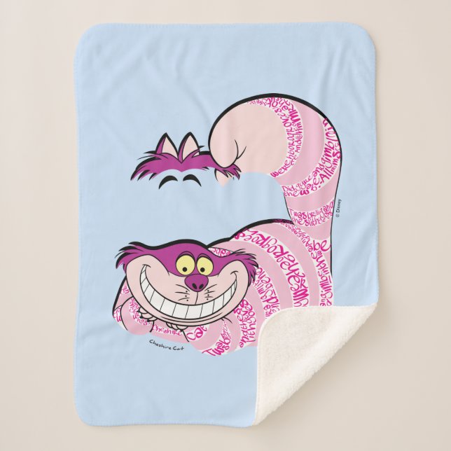 Alice In Wonderland | The Cheshire Cat in Text Sherpa Blanket (Front)