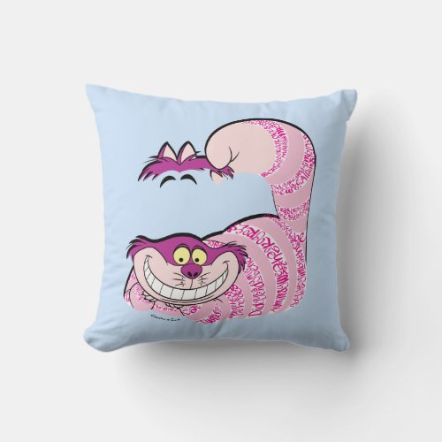 Alice In Wonderland  The Cheshire Cat in Text Throw Pillow