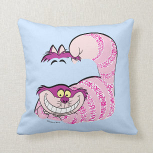 Alice In Wonderland The Cheshire Cat in Text Throw Pillow