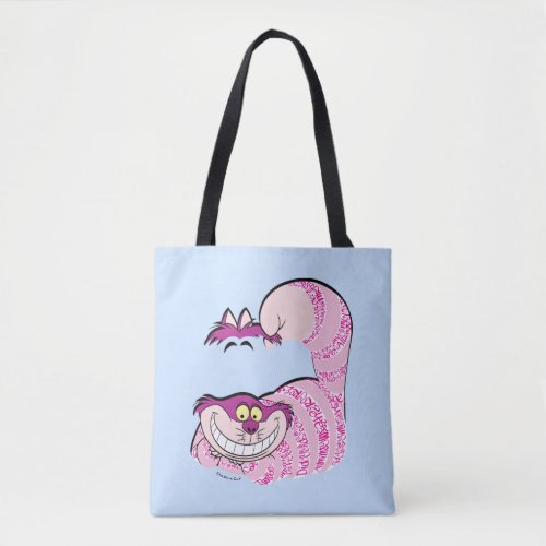 Alice In Wonderland  The Cheshire Cat in Text Tote Bag