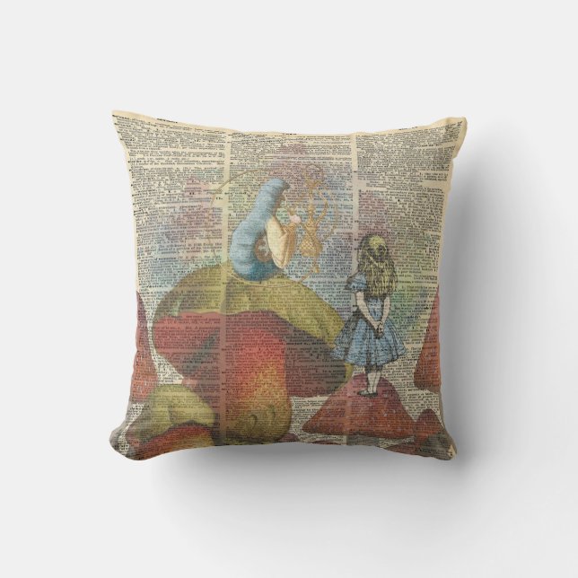 Alice In Wonderland-The Hookah Smoking Caterpillar Throw Pillow (Front)