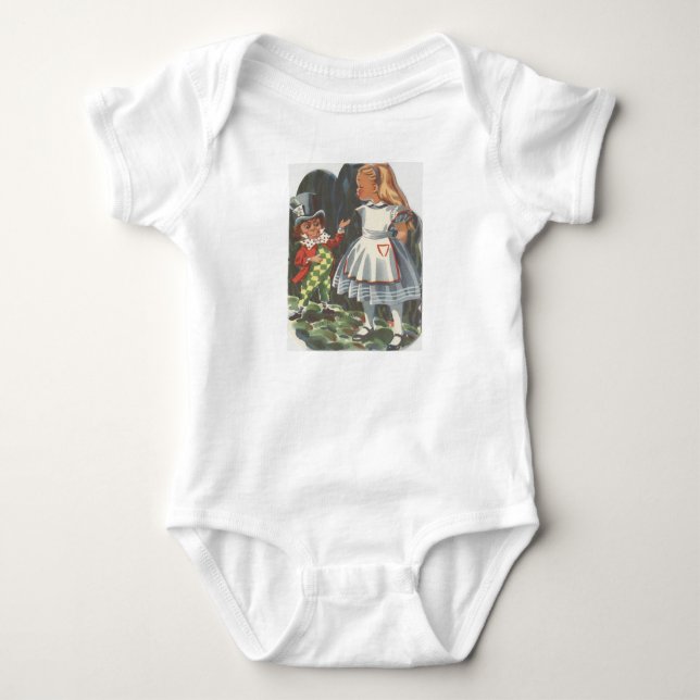 Alice in Wonderland & The Mad Hatter Baby Bodysuit (Front)