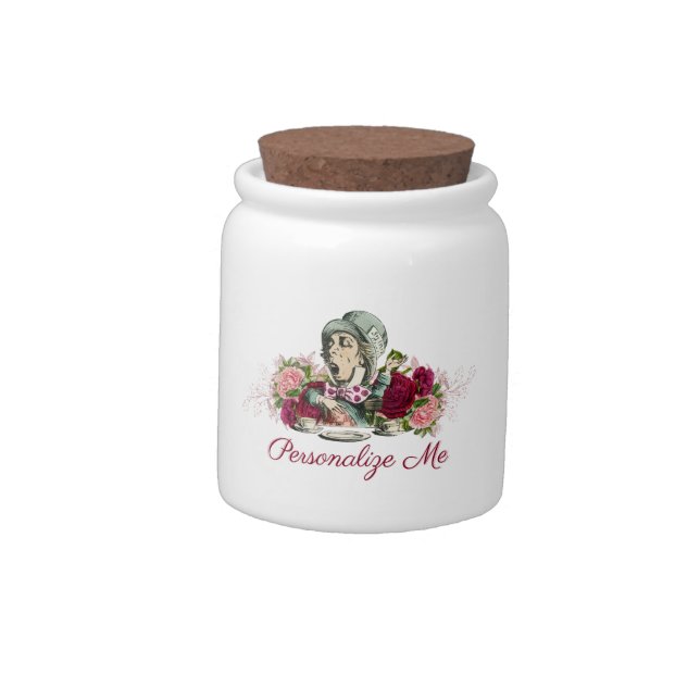 Alice in Wonderland The Mad Hatter Personalized Candy Jar (Left)
