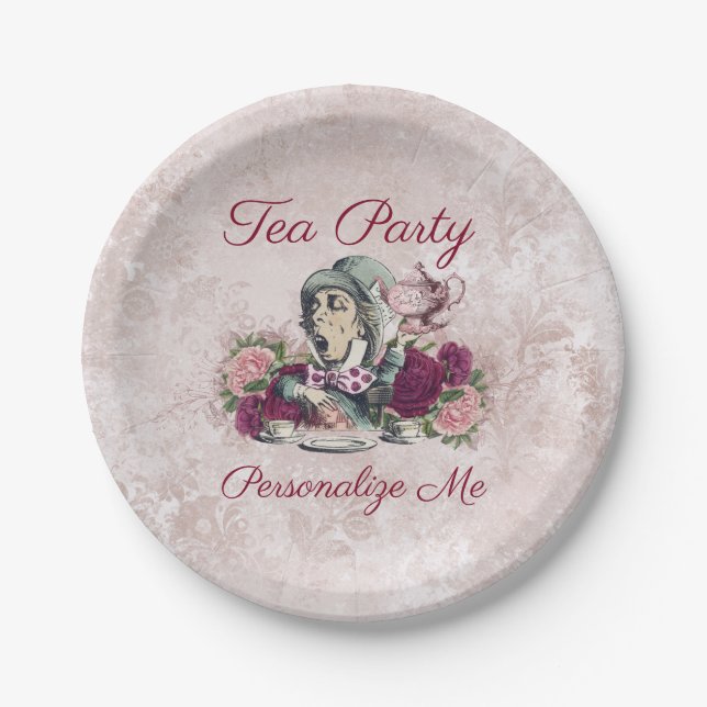 Alice in Wonderland The Mad Hatter Tea Party Paper Plates (Front)
