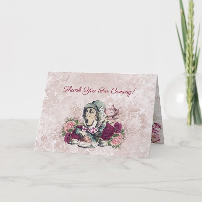 Alice in Wonderland The Mad Hatter Tea Party Thank You Card (Front)