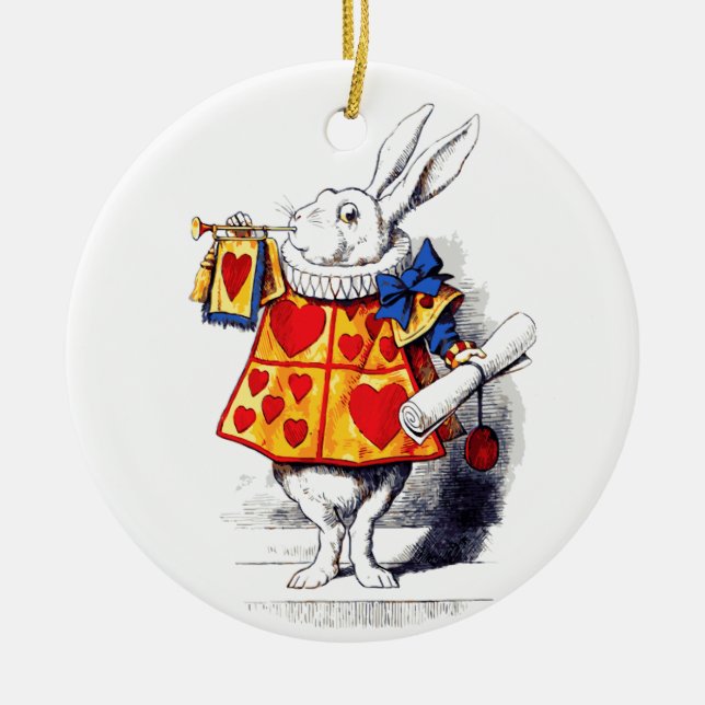 Alice in Wonderland The White Rabbit by Tenniel Ceramic Ornament (Front)