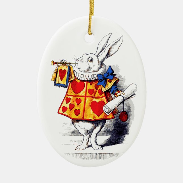Alice in Wonderland The White Rabbit by Tenniel Ceramic Ornament (Front)