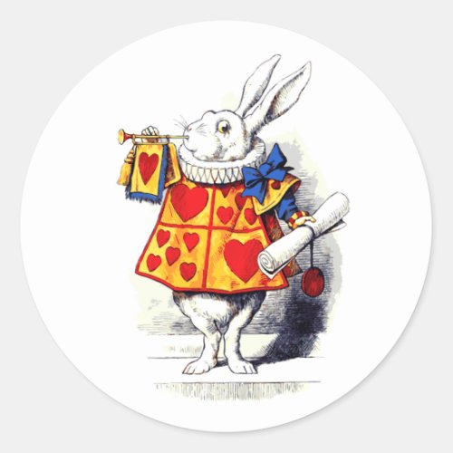 Alice in Wonderland The White Rabbit by Tenniel Classic Round Sticker