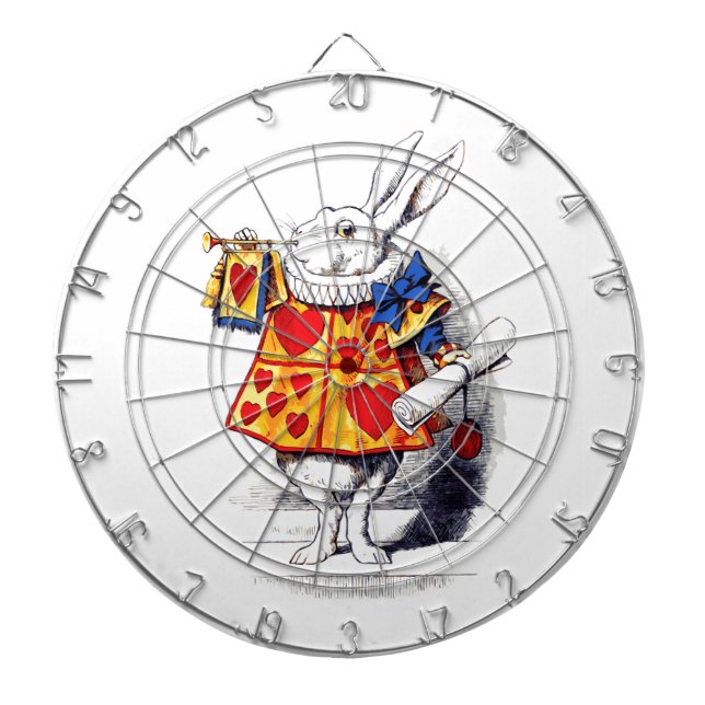 Alice in Wonderland The White Rabbit by Tenniel Dartboard With Darts (Front)