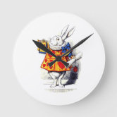 Alice in Wonderland, White Rabbit Checking his Watch, Vintage Alice,   Clock for Sale by EclecticAtHeART