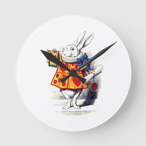 Alice in Wonderland The White Rabbit by Tenniel Round Clock