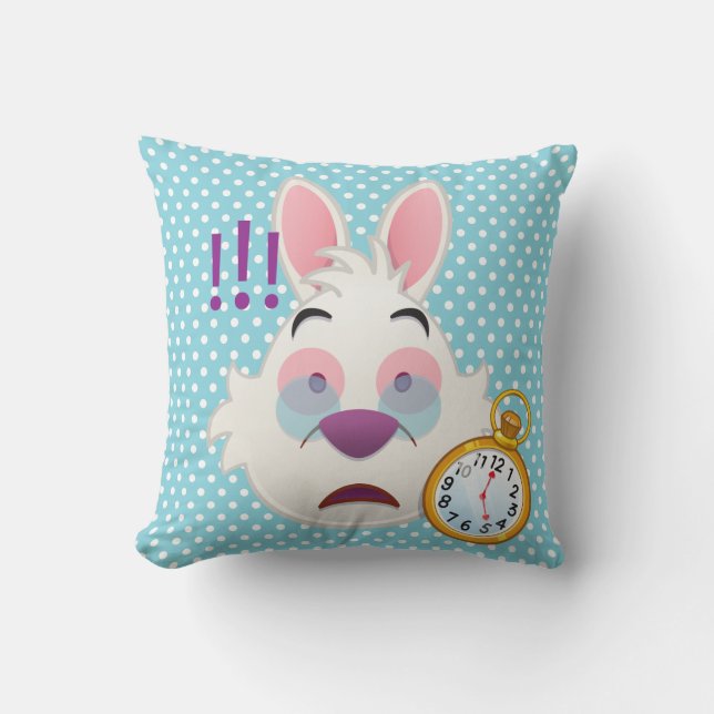 Alice In Wonderland  | The White Rabbit Emoji Throw Pillow (Front)