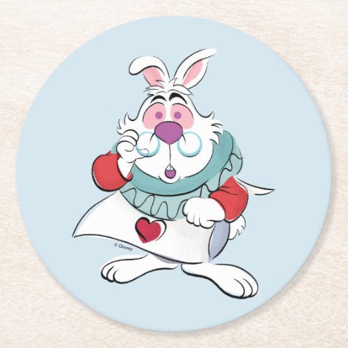 Alice In Wonderland  The White Rabbit Round Paper Coaster