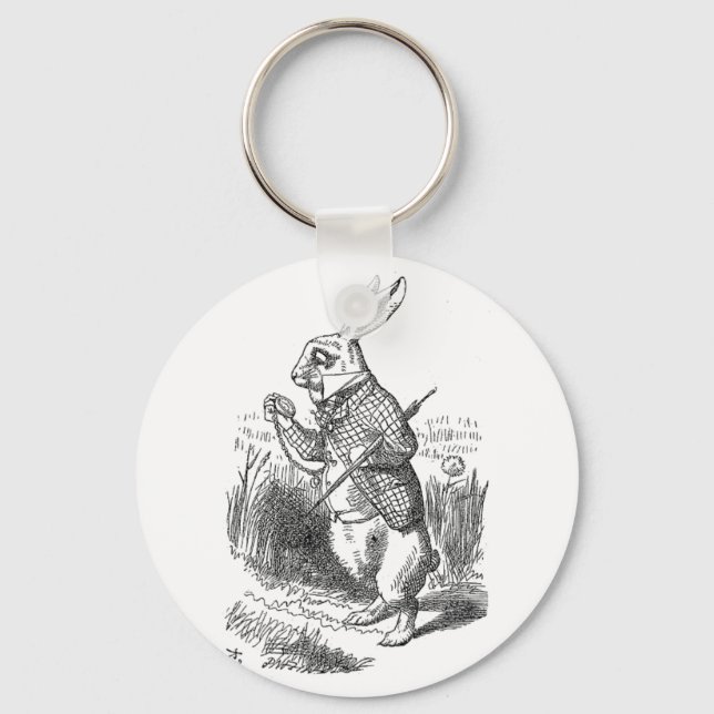 Alice in Wonderland the White Rabbit vintage Keychain (Front)