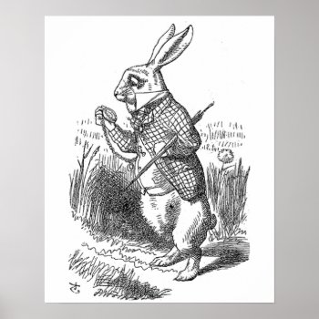 Alice In Wonderland The White Rabbit Vintage Poster by iBella at Zazzle