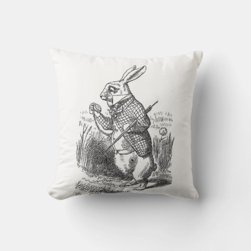 Alice in Wonderland the White Rabbit vintage Throw Pillow