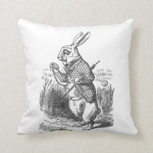 Alice in Wonderland the White Rabbit vintage Throw Pillow